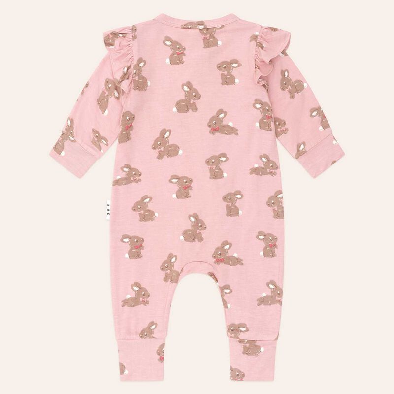 Huxbaby Dusty Pink Bunny Zip Romper image number 1